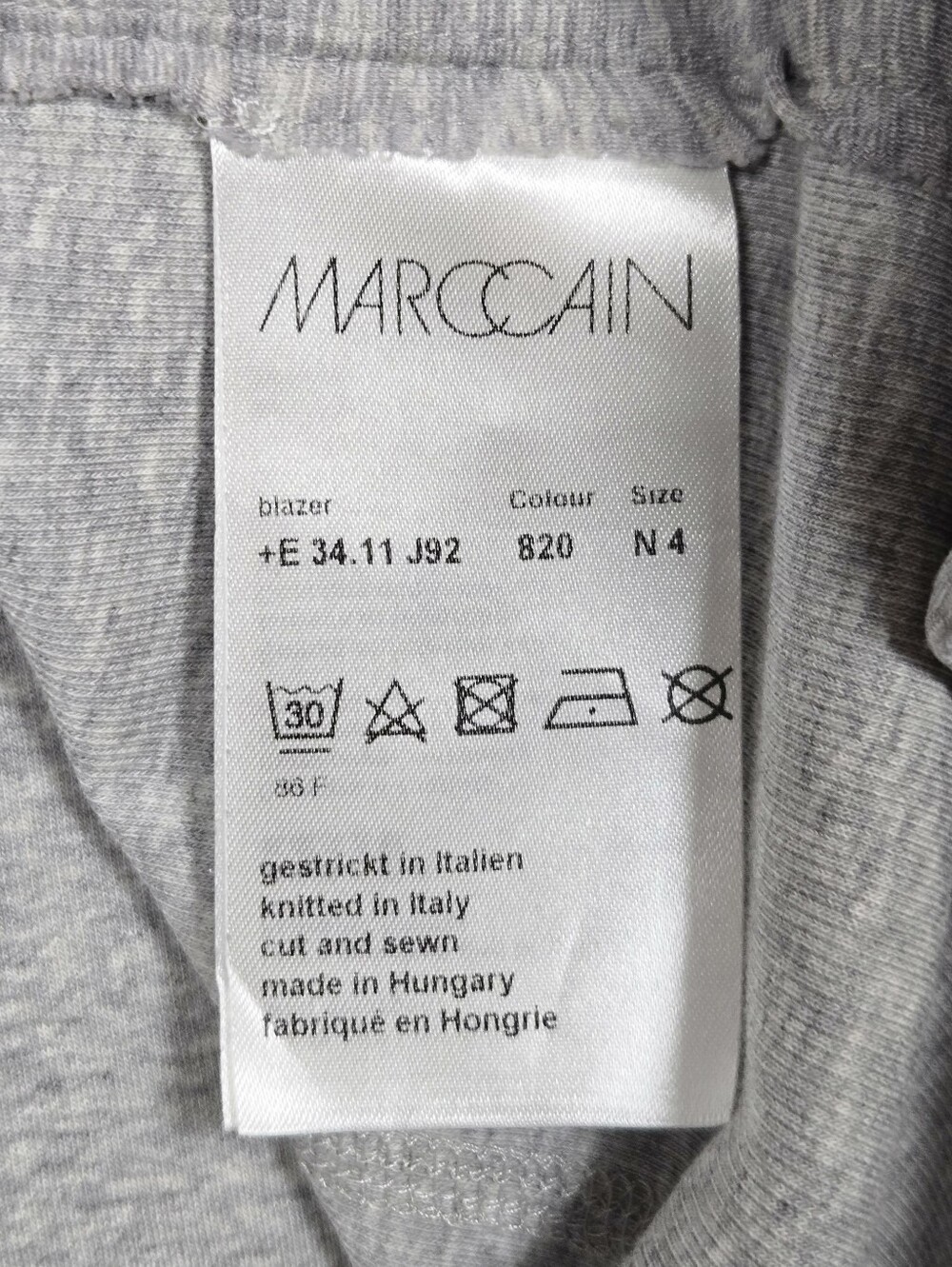 Marc Cain Light Grey 100% Cotton Blazer, Size N4 (8) ~ VGUC - Picture 8 of 11